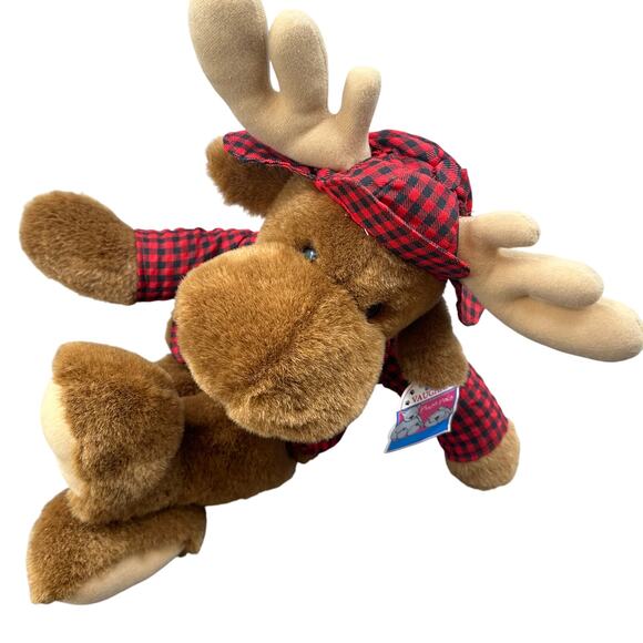 VTG Vaughn Plush Pals Moose Stuffed Animal 18" Brown Cabincore Lumberjack Plaid - Picture 9 of 16